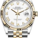 Rolex Datejust 36 Steel & Yellow Gold White Roman Dial Jubilee Women's Watch M126233-0029
