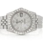 ROLEX DATEJUST 36MM SILVER AUTOMATIC STAINLESS STEEL FULL ICED MOISSANITE WATCH 17.00CT