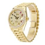 Rolex Day-Date Yellow Gold Diamond-Paved Dial Diamond Bezel Women's Watch M128348RBR-0030 - Image 2