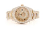 ROLEX WATCH WITH DIAMONDS SKY-DWELLER 42MM YELLOW AUTOMATIC STAINLESS STEEL FULL ICED MOISSANITE 26.00CT