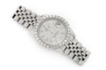 ROLEX DATEJUST 36MM SILVER AUTOMATIC STAINLESS STEEL FULL ICED MOISSANITE WATCH 17.00CT - Image 2