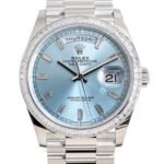 Lady Rolex DAY-DATE 36 128396TBR Ice Blue Baguette Index Replica - Image 2