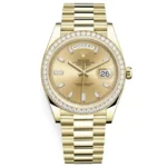 Rolex Day-Date 228348RBR Yellow Gold Diamond Bezel Champagne Diamond Dial