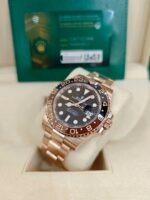 Rolex GMT-Master II 40mm Root Beer Black Dial Oyster Bracelet 18k Rose Gold Watch 126715chnr-0001 - Image 4