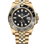 Rolex GMT Master ll Yellow Gold Black Dial Jubilee Bracelet Men's Watch 40mm M126718GRNR-0001