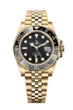 Rolex GMT Master ll Yellow Gold Black Dial Jubilee Bracelet Men's Watch 40mm M126718GRNR-0001