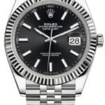 Rolex Datejust 41 Steel & White Gold Black Index Jubilee Band Men's Watch M126334-0018