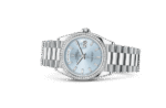 Lady Rolex DAY-DATE 36 128396TBR Ice Blue Baguette Index Replica - Image 8