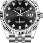 Rolex Datejust 36 Steel & White Gold Black Diamond Dial Women's Watch M126234-0027