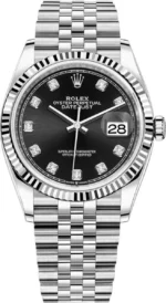 Rolex Datejust 36 Steel & White Gold Black Diamond Dial Women's Watch M126234-0027
