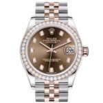 Rolex Datejust 31 Chocolate Diamonds Dial Diamond Bezel Rose Gold Two Tone Jubilee Watch 278381RBR 278381 - Image 6