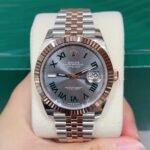 Rolex Datejust 41 Steel and Everose Gold Wimbledon Green Dial Jubilee Men's Watch M126331-0016 - Image 4
