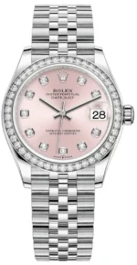 Rolex Datejust 31 Stainless Steel and White Gold Pink Diamond Dial Diamond Bezel Women's Watch M278384RBR-0036