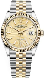 Rolex Datejust 36 Steel & Yellow Gold Golden Palm-Motif Dial Women's Watch M126233-0037
