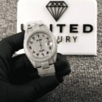 Rolex Datejust 116300 White Gold Diamond Arabic Dial Iced Out Replica - Image 2