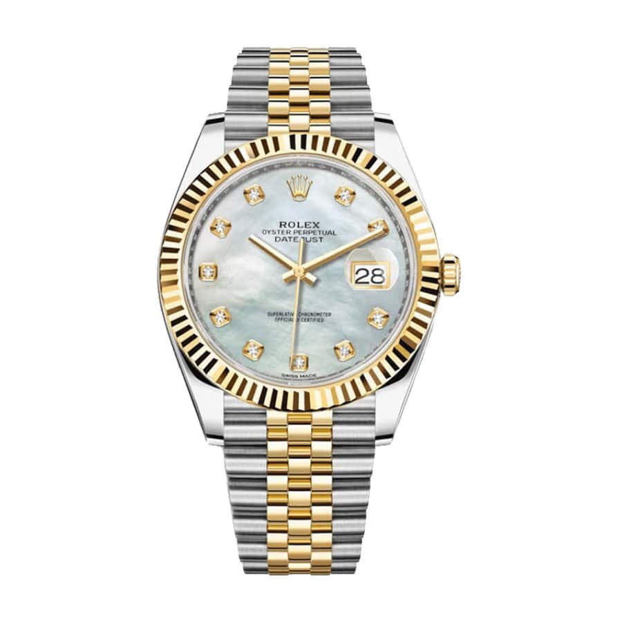 rolex-datejust-126333-yellow-gold-steel-automatic-mother-pearl-diamond-dial-jubilee-replica.jpg Rolex Datejust 126333 Mother Of Pearl Replica - Image 1