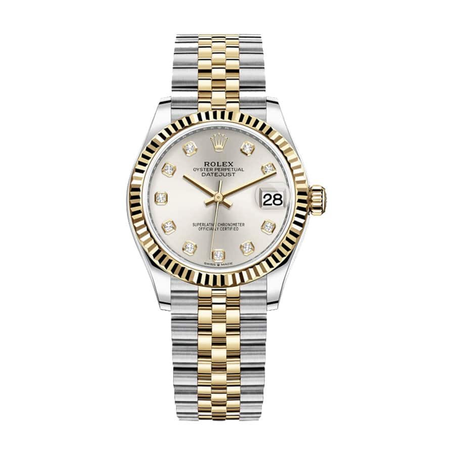 rolex-datejust-28mm-279173-steel-yellow-gold-automatic-silver-with-diamond-dial.jpg Rolex 279173 Diamond Replica - Image 1