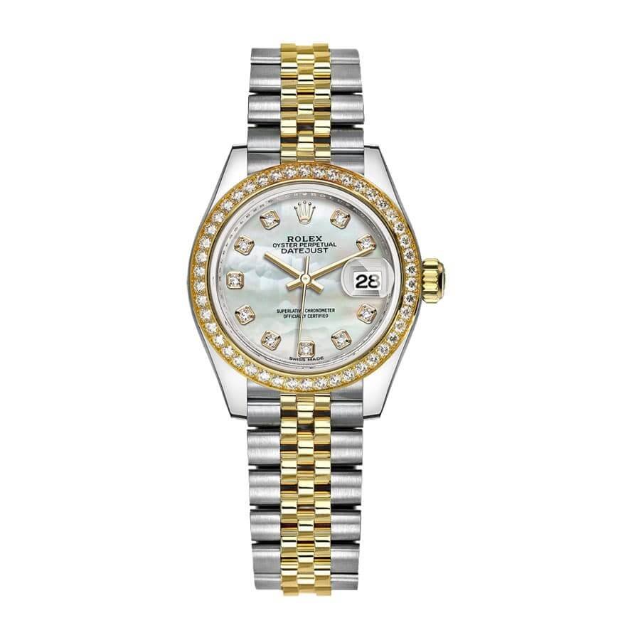 rolex-datejust-28mm-279383rbr-yellow-gold-steel-automatic-mother-pearl-diamond-dial.jpg Rolex 279383RBR Replica - Image 1
