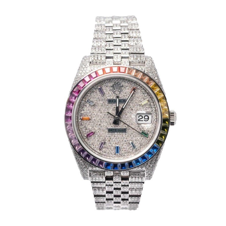 rolex-datejust-iced-out-rainbow-replica-1.jpg Rolex Datejust 126300 Iced Out Rainbow Replica - Image 1