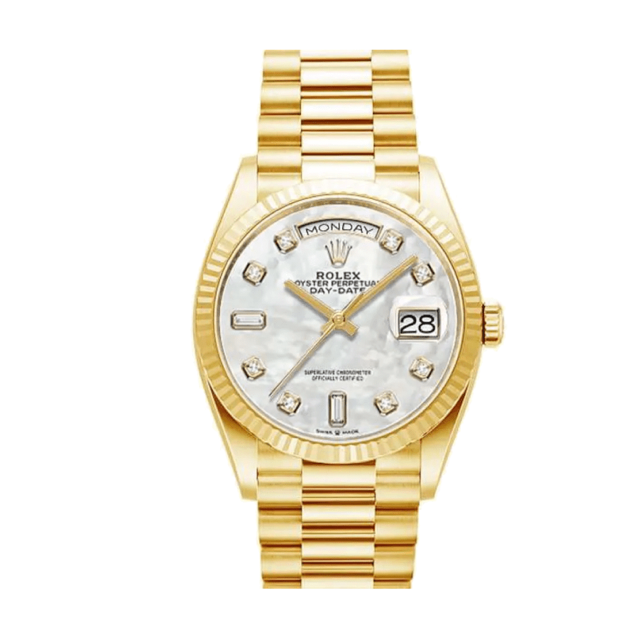 rolex-day-date-mop-replica-2.png Rolex Day-Date 128238 Yellow Gold Mother Of Pearl Dial Replica - Image 1